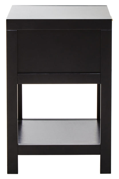 Shaniya Black Wood and Natural Rattan One Drawer Bedside Table