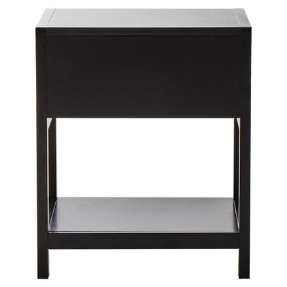 Shaniya Black Wood and Natural Rattan One Drawer Bedside Table
