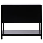 Shaniya Black Wood and Rattan Two Door Side Cabinet