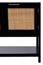 Shaniya Black Wood and Rattan Two Door Side Cabinet