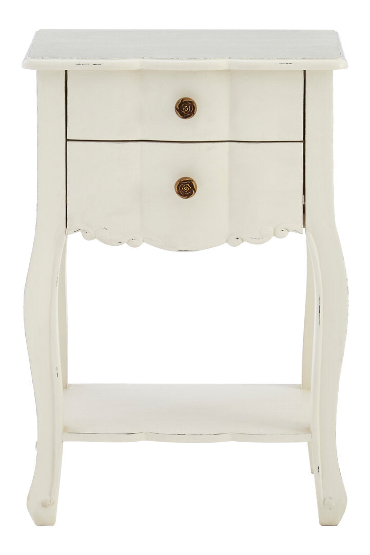 Larissa 2 Drawer White Bedside Table