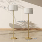 Floor Lamp with Remote, Height Adjustable Standing Lamp with Linen Shade, Dimmable with 3000K-6000K Adjustable Colour Temperatures, Foot Switch for Living Room Bedroom Office, Gold Tone