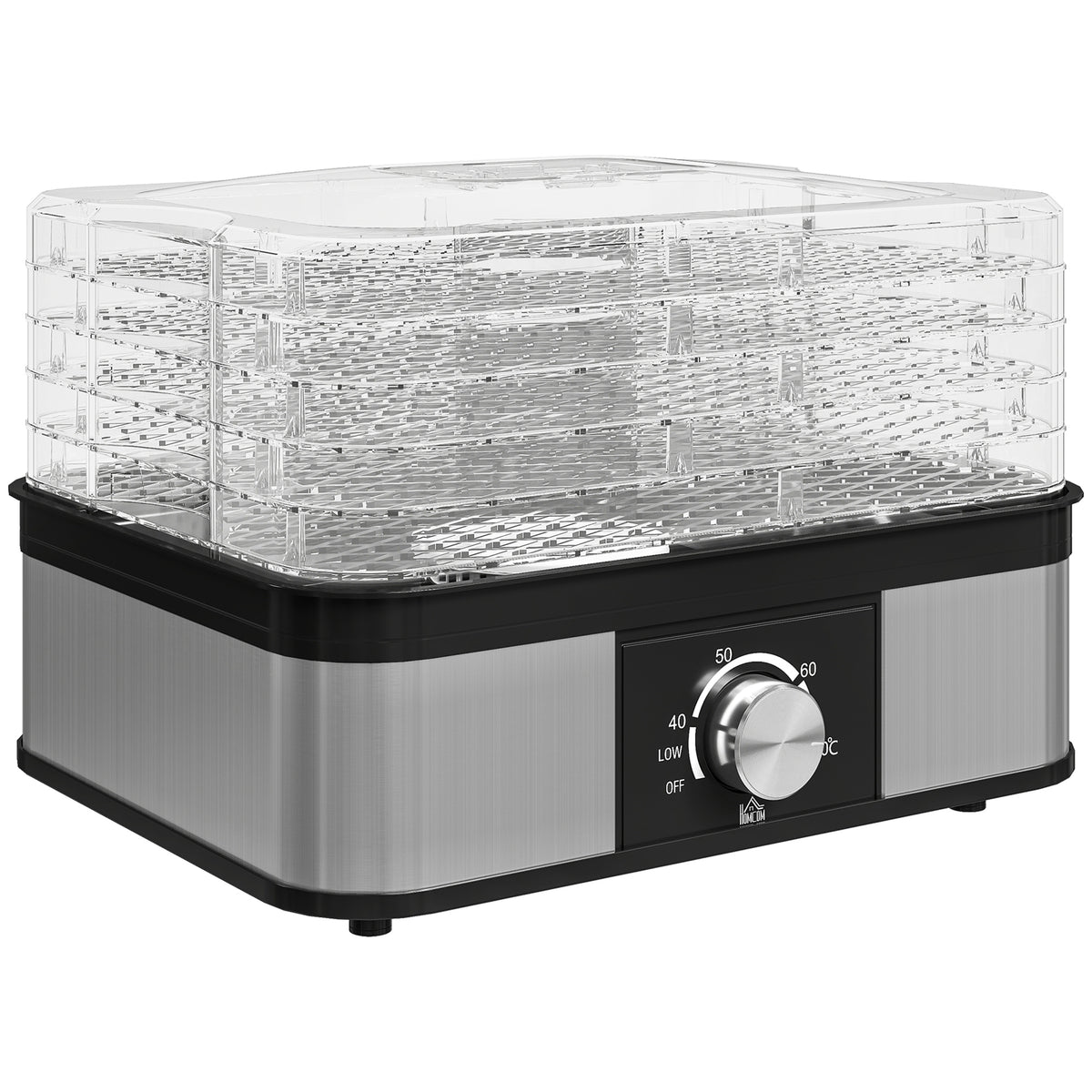 5 Tier Food Dehydrator, 245W Stainless Steel Food Dryer Machine with Adjustable Temperature for Drying Fruit, Meat, Vegetable, Jerky and Pet Treat, Black