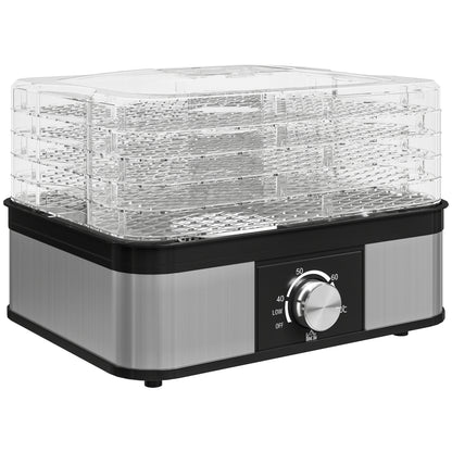 5 Tier Food Dehydrator, 245W Stainless Steel Food Dryer Machine with Adjustable Temperature for Drying Fruit, Meat, Vegetable, Jerky and Pet Treat, Black