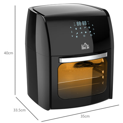 12L 8 in 1 Digital Air Fryer Oven with Roast, Bake, Dehydrate, 8 Preset Modes, Rapid Air Circulation, Timer, Inner Light, Memory Function, 1800W, Dish Wash Accessory, Black