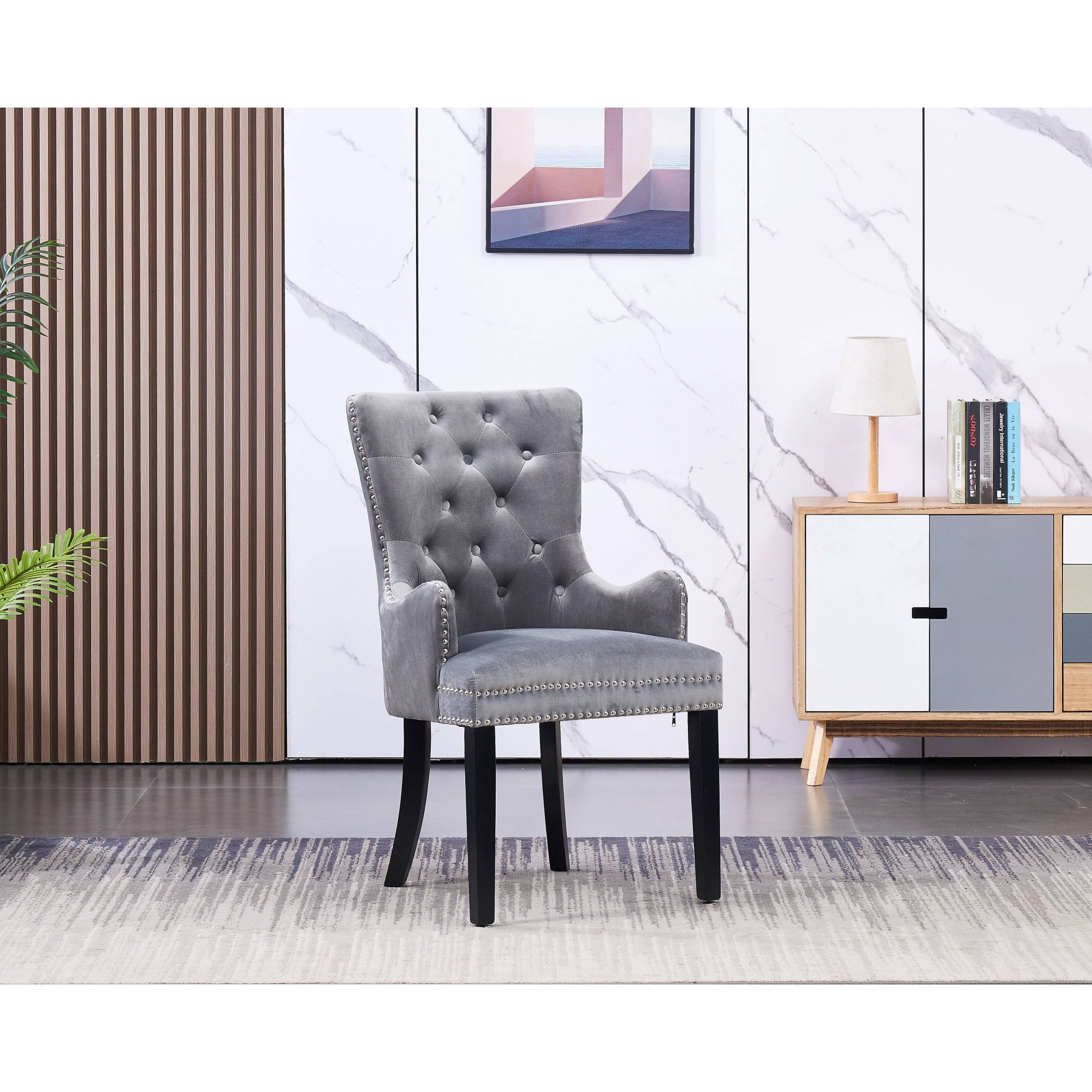 Windsor LUX Knocker Back Velvet Dining Chair w/ Armrests
