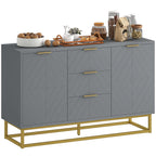 HOMCOM Sideboard with 3 Drawers and Adjustable Shelves for Living Room - Grey