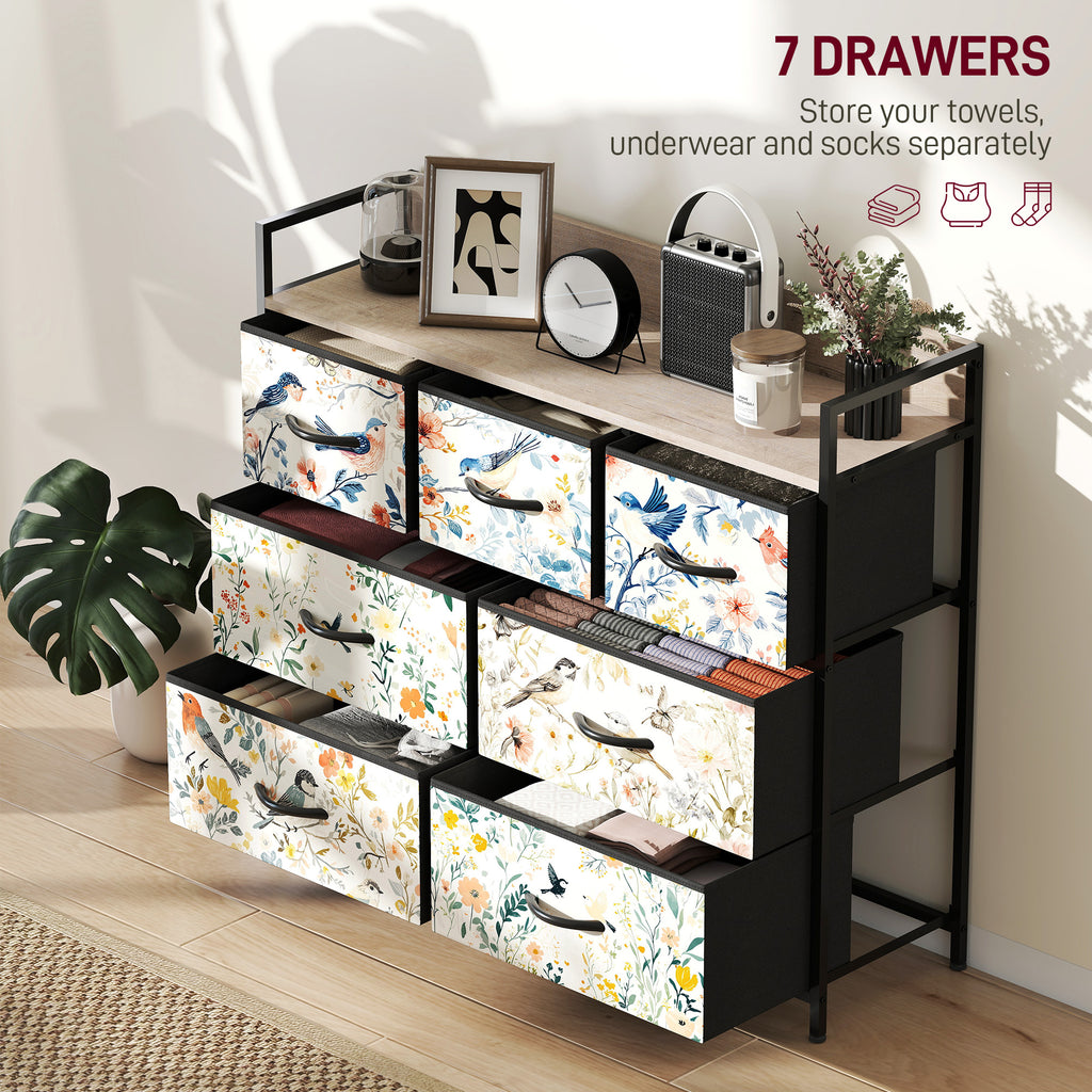 HOMCOM 7-Drawer Chest of Drawers - White