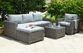Marbella 5-Seater Garden Lounge Set with Ottoman Chaise | Grey Cushions