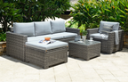 Marbella 5-Seater Garden Lounge Set with Ottoman Chaise | Grey Cushions