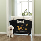 PawHut Wooden Dog Stopper, Dog Barrier with Support Feet, for Stair, Patio, Very Easy Setup, Black, 75 x 51 cm
