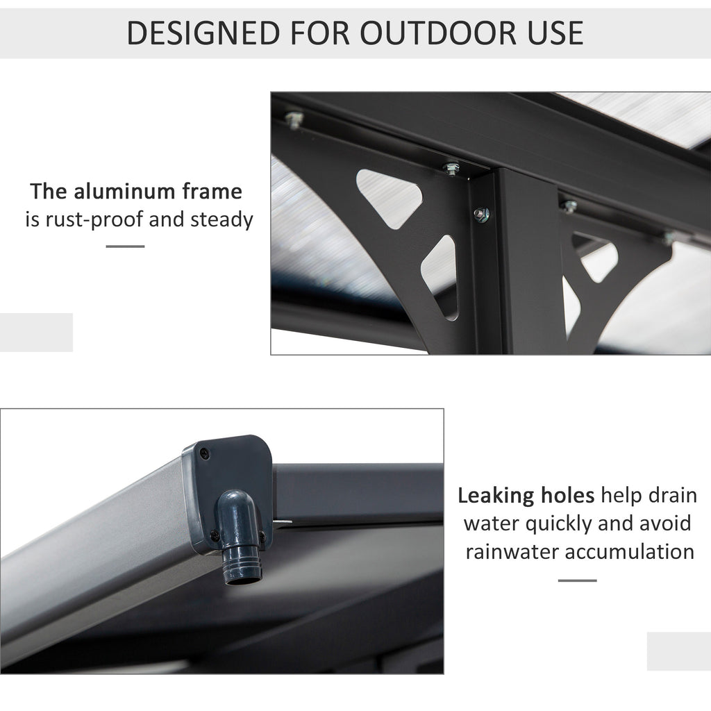 Outsunny 4.35 x 3m Outdoor Patio Gazebo Pergola, Retractable Pergola Canopy Aluminum Post & PC Roof,  Grey