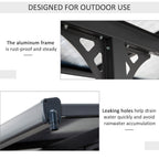Outsunny 4.35 x 3m Outdoor Patio Gazebo Pergola, Retractable Pergola Canopy Aluminum Post & PC Roof,  Grey