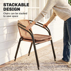 Outsunny 3 Pieces Rattan Bistro Set - Brown
