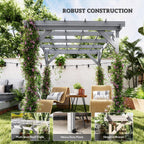 Outsunny 2 x 2m Wooden Pergola Kit, Decorative Garden Gazebo Shelter with Stable Structure for Climbing Vines, Flowers, Grey
