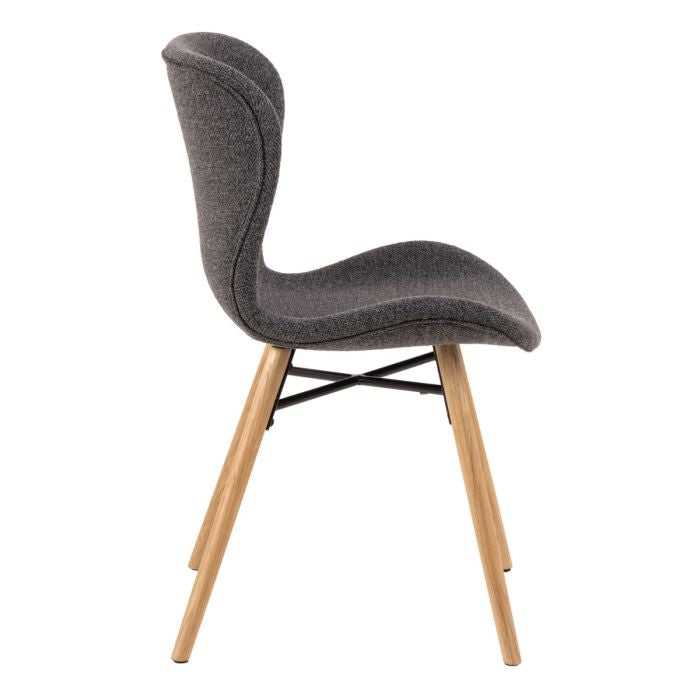 Codey Round Dining Table with White Polished Marble Top & Black Base includes 4 Matilda Dining Chairs in Grey/Oak