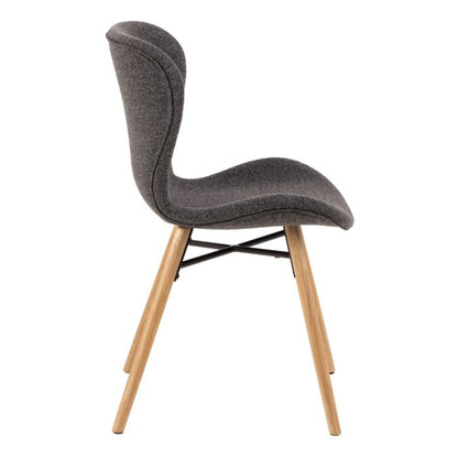 Codey Round Dining Table with White Polished Marble Top & Black Base includes 4 Matilda Dining Chairs in Grey/Oak