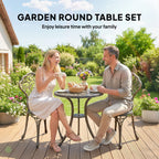 Outsunny 3 Pcs Aluminium Bistro Set Garden Furniture Dining Table Chairs Outdoor Seat Patio Seater Brown
