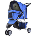PawHut 3 Wheel Pet Stroller for Small and Miniature Dogs, Blue