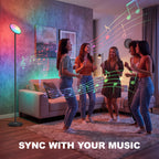 Uplighter Floor Lamp with Tuya App and Music Sync, Standing Lamp with Adjustable Head for Living Room Bedroom, Black