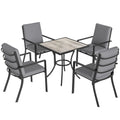 Outsunny 5 Pieces Outdoor Dining Set with Cushions, Garden Dining Set for 4 with Square Table and Stackable Chairs