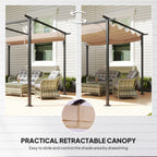 Outsunny 3 x 3(m) Metal Pergola with Retractable Roof, Garden Gazebo Metal Pergola Canopy. Outdoor Sun Shade Shelter for Party BBQ, Beige