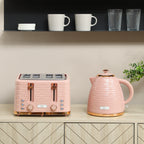3000W 1.7L Kettle & 4 Slice Toaster, Kettle and Toaster Set with 7 Browning Controls and Crumb Tray, Light Pink