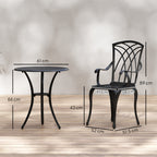 Outsunny 3 Pieces Garden Dining Set for 2, Cast Aluminium Outdoor Dining Set with 2 Armchairs and Round Dining Table with Parasol Hole, Garden Furniture Bistro Set, Brown