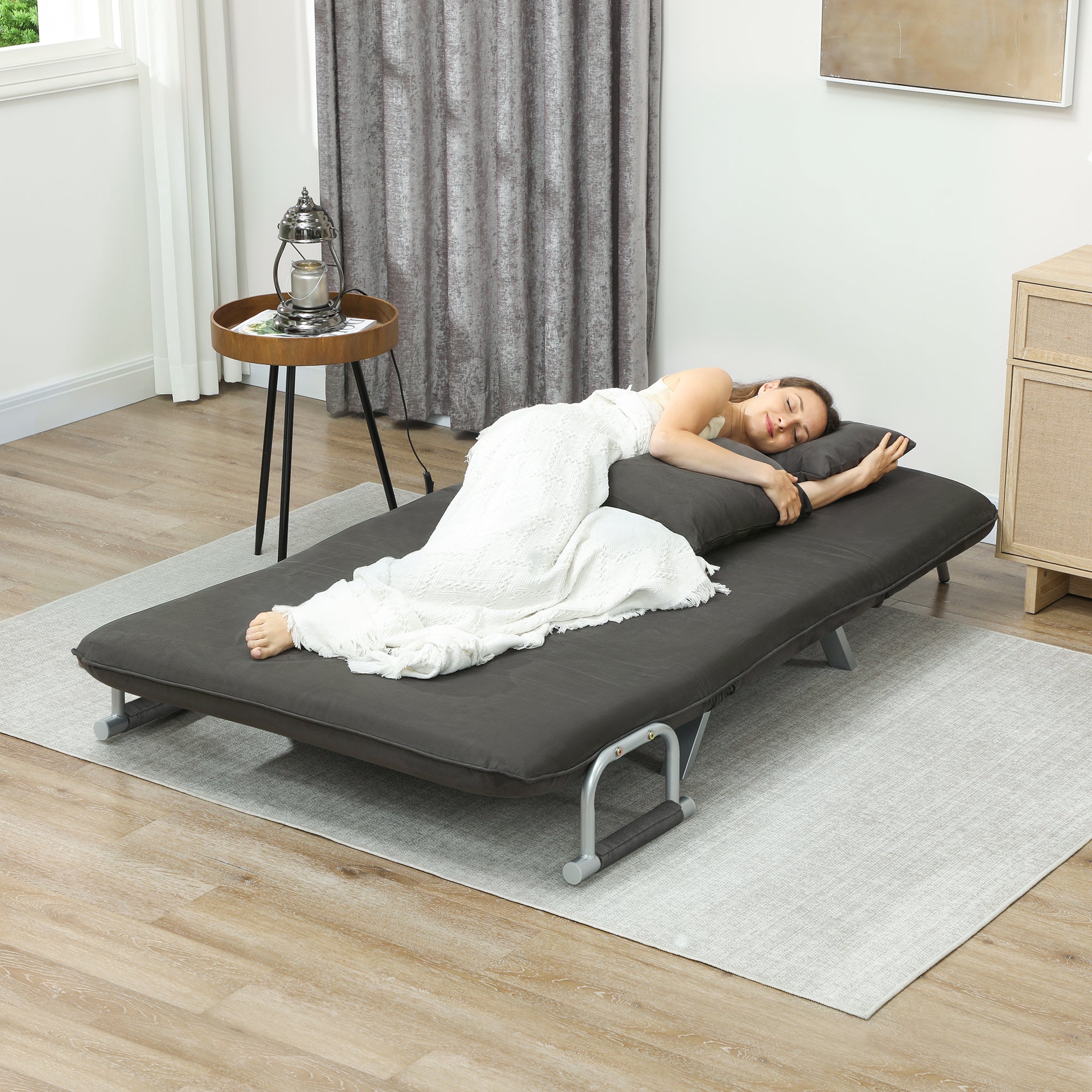 HOMCOM Two-Seater Click-Clack Sofa Bed - Charcoal Grey