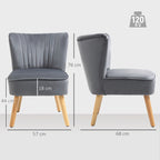 HOMCOM Modern Accent Chair, Fabric Living Room Chair with Rubber Wood Legs and Thick Padding, Grey