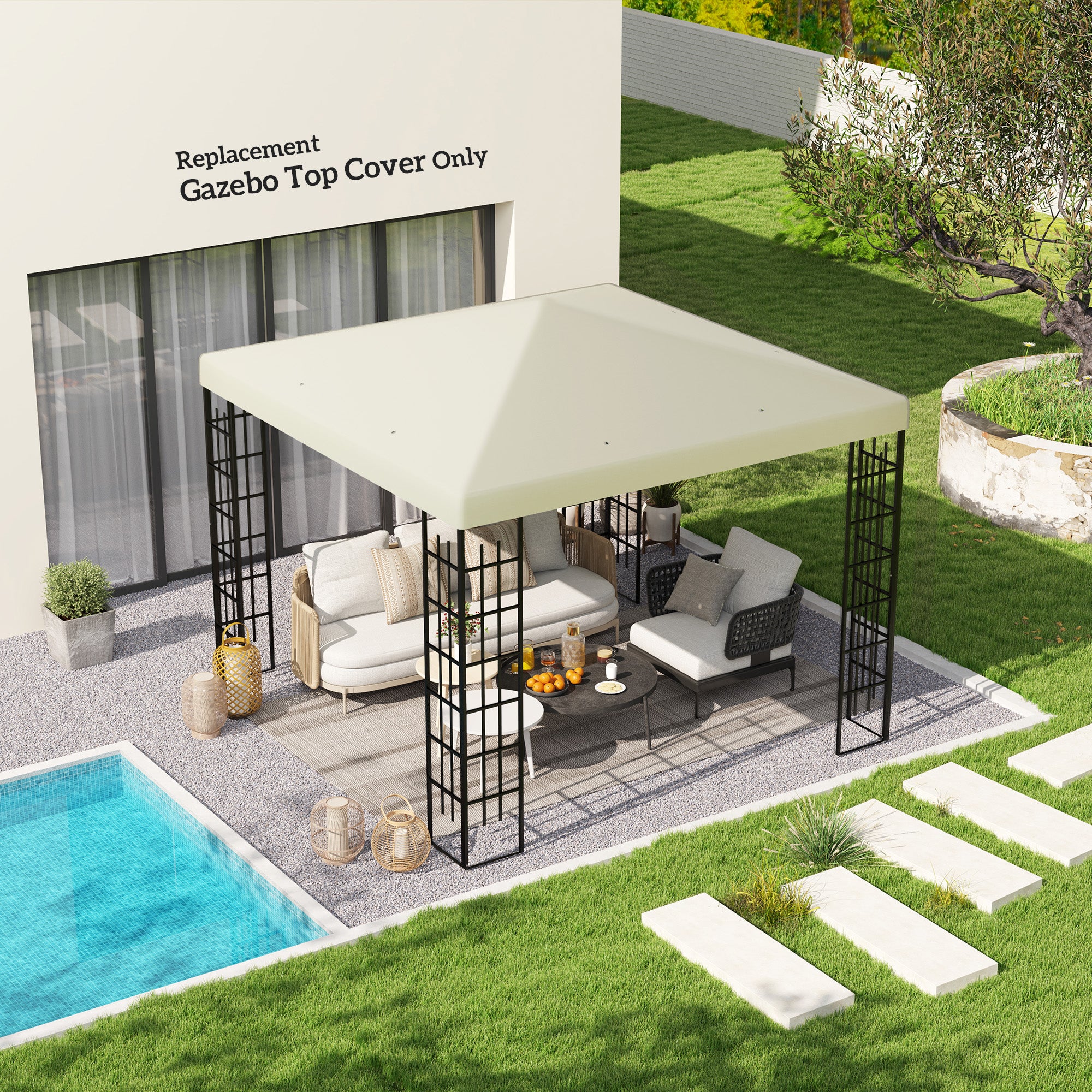 Outsunny 3 x 3(m) Gazebo Frame Replacement - Cream