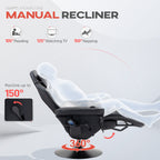 HOMCOM Small Leather Massage Recliner Chair with Ergonomic High Back Retractable Footrest Headrest Work Break Grey