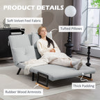 HOMCOM 4-in-1 Velvet-Feel Double Sofa Bed, with Pillows - Light Grey