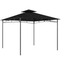 Outsunny 3 x 3 m Gazebo, Garden Gazebo with 2-Tier Roof, Metal Frame, Black