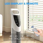 Tower Fan Oscillating 3 Speeds 3 Winds 40W w/ RC Timer Quiet - White