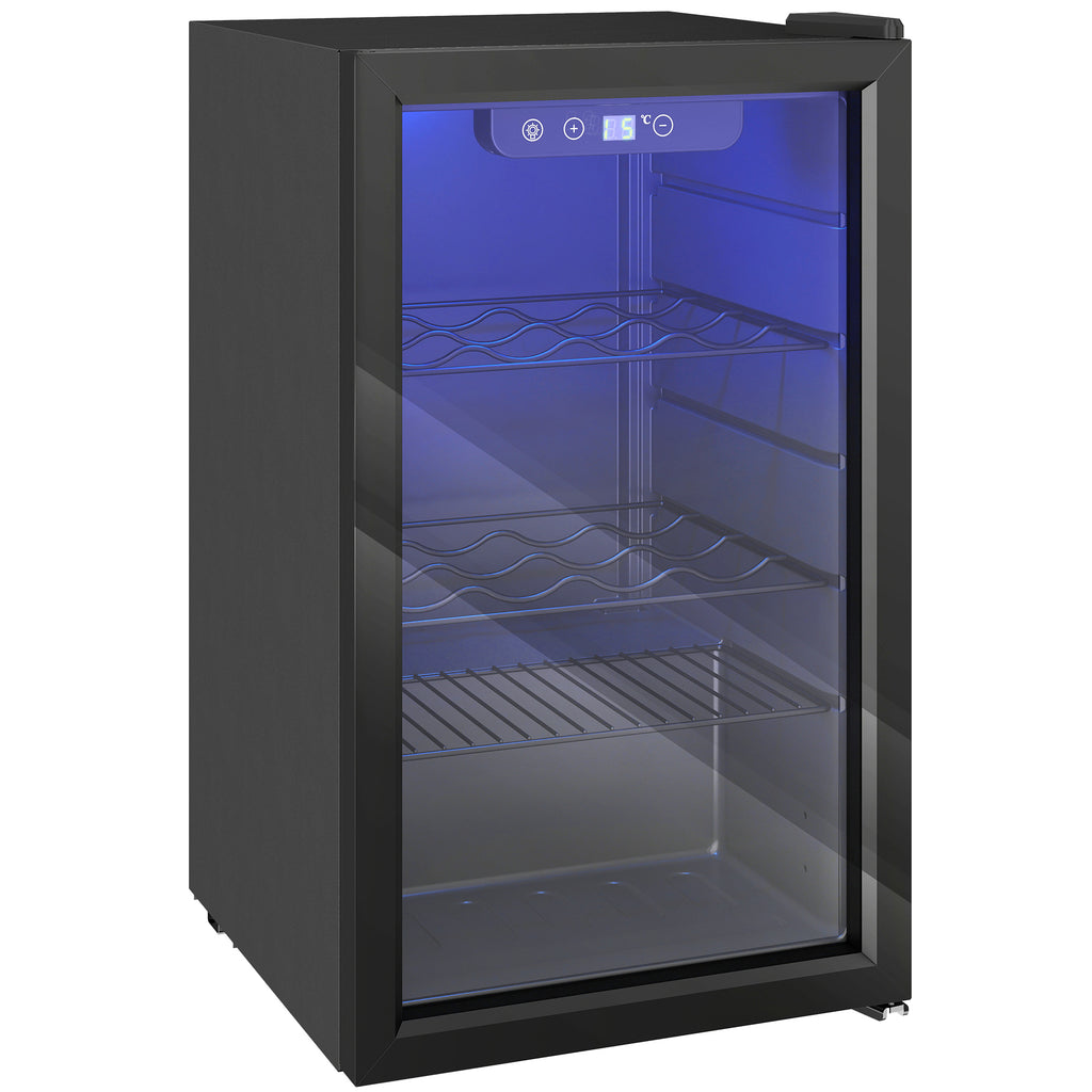 24 Bottle Wine Cooler, 68 Litre Capacity, 4-16°C Freestanding Drinks Wine Fridge with Glass Door, Black