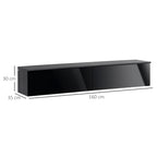 160cm High Gloss Floating TV Unit Stand for TVs up to 70", Wall Mounted TV Cabinet with Storage Cupboards, Grey and Black