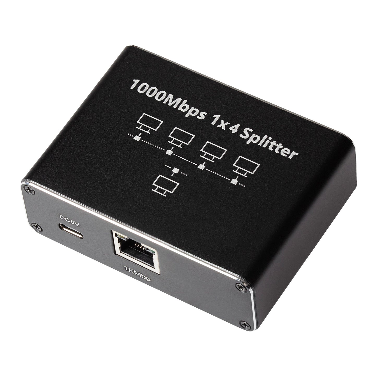 Maplin RJ45 1 Port In 4 Ports Out Ethernet LAN Splitter - Black