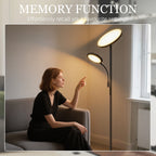 LED Floor Lamp for Living Room, Stepless Dimmable Standing Lamp, Mother and Child Uplighter with Reading Light, 4 Scene Modes, 2700K-6500K Colour Temps, 4 Brightness Levels, Remote Control