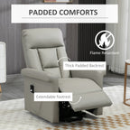 HOMCOM Power Lift Chair Armchair for the Elderly, PU Leather Recliner Chair with Extended Footrest, Remote Control and Side Pocket, Grey