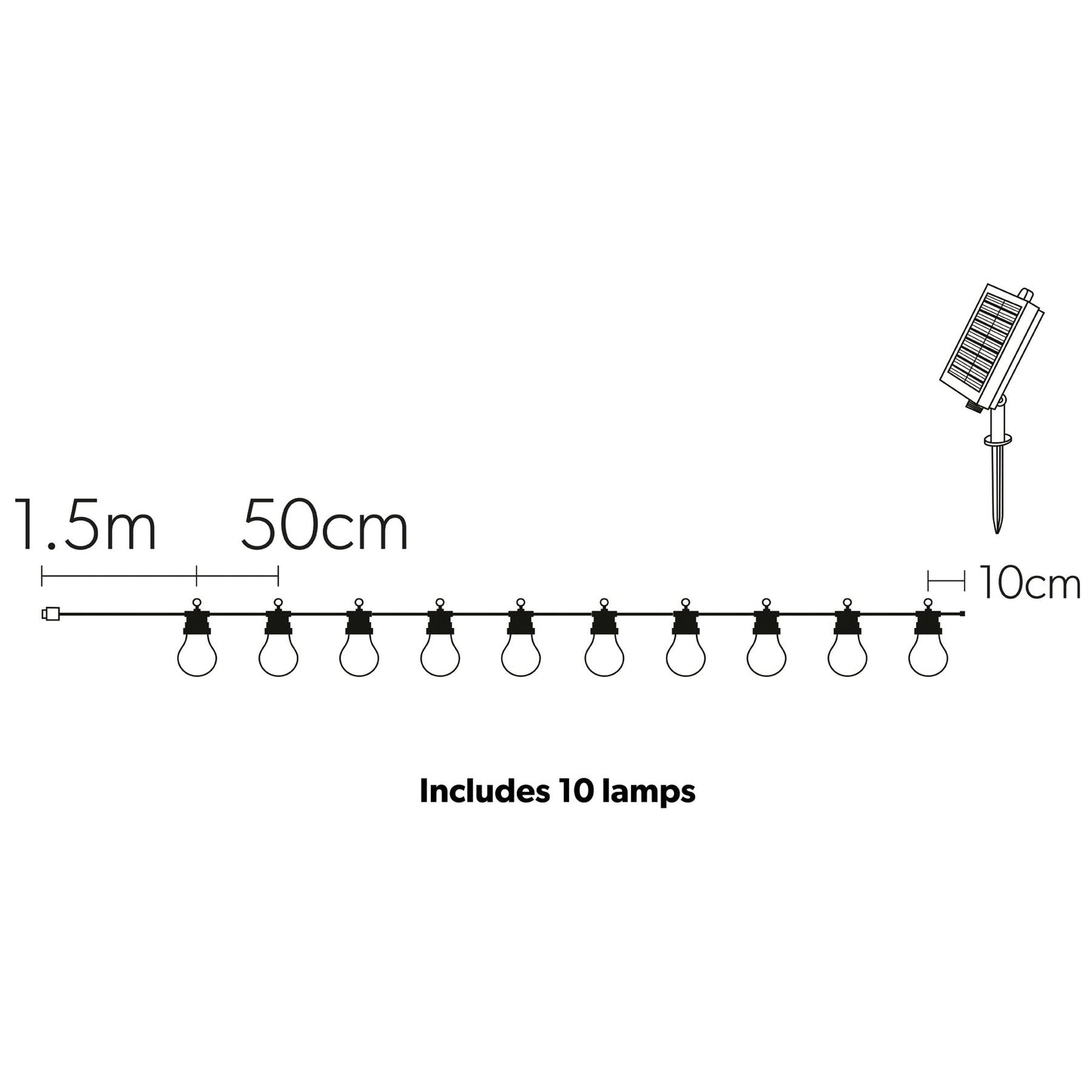 4lite Antheia Solar IP44 Festoon Outdoor String Lights - 5m