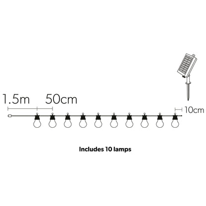 4lite Antheia Solar IP44 Festoon Outdoor String Lights - 5m