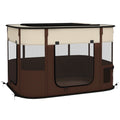 PawHut Foldable Dog Pen with Storage Bag for Indoor/Outdoor Use, Portable Pet playpen, with Ground Stakes - Brown