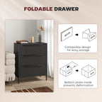 HOMCOM Chest of Drawers, Dresser with 3 Fabric Drawers and Aluminium Handles - Black