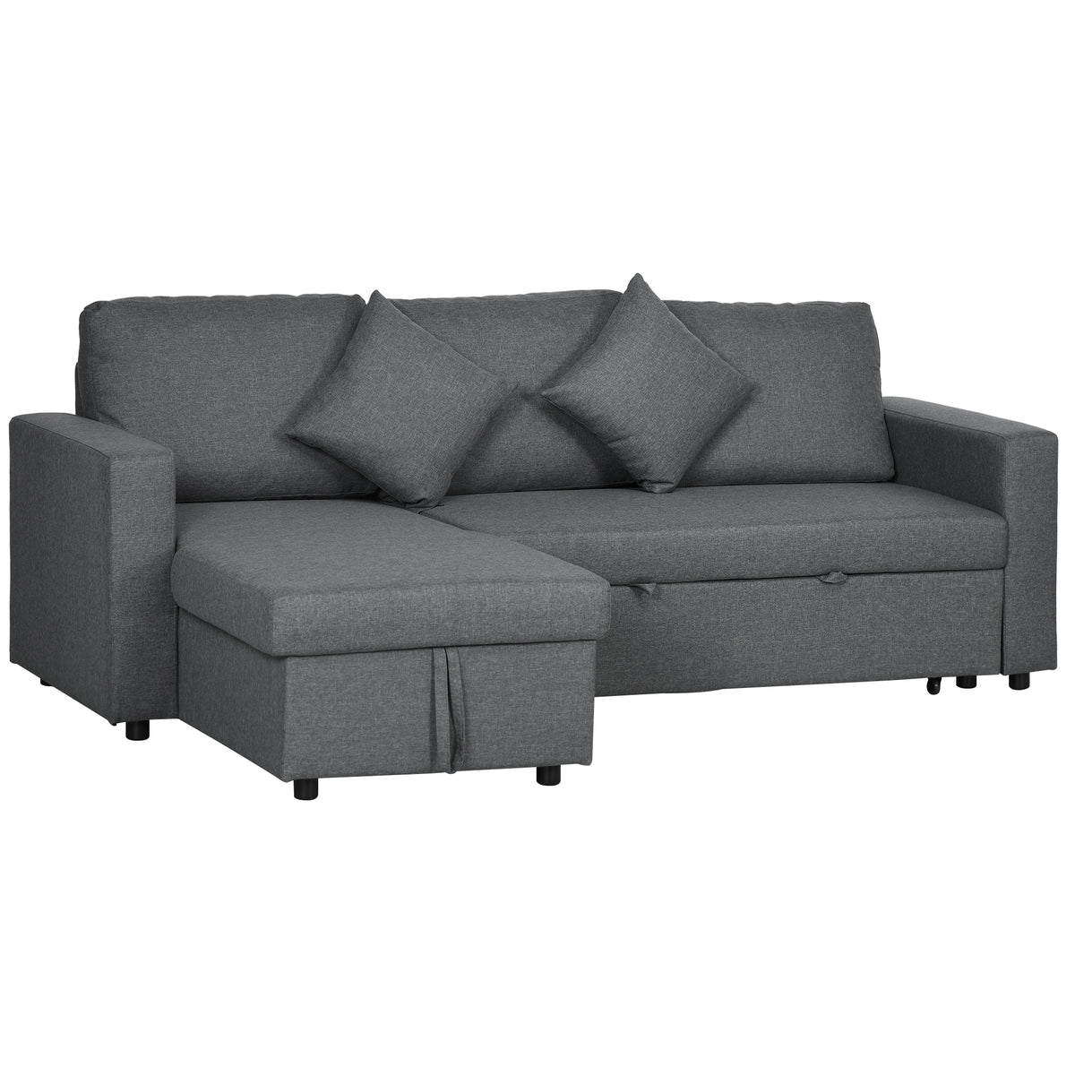 3 Seater Sofa Bed with Storage, Delivered to Your Home for Free, Dark Grey