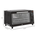 Mini Oven, 9L Countertop Electric Grill, Toaster Oven with Adjustable Temperature, Timer, Dishwasher Safe Baking Tray and Wire Rack, 750W, Black