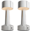2 Pack Cordless Table Lamp, Touch LED Desk Lamp with Rechargeable Battery, 3 Colour, for Bedroom Living Room, Silver