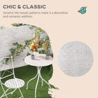 Outsunny Three-Piece Metal Bistro Set - White