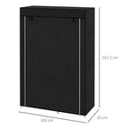 Fabric Wardrobe w/ Shelves Hanging Rail Foldable Wardrobe Black