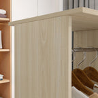 Open Wardrobe Double Mobile Storage Shelves Organizer W/6 Wheels-Natural